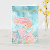 おめでとう　マーメイドの妊娠 カード (黄色い花)