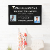 おめでとう！モダンな卒業生の写真 黒と白のデザイン 横断幕 (インサイチュ)