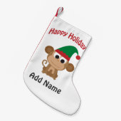 おめでとう！モンキークリスマス小妖精や小人 スモールクリスマスストッキング (正面 (吊り時))