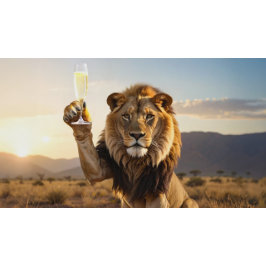 おめでとう ライオン ラウンドクッション