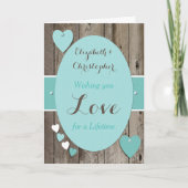 おめでとう ラスティックウェディングデイ ターコイズ カード (正面)