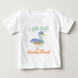 おめでとう!ラッキーダックの1歳の誕生日パステル ベビーTシャツ