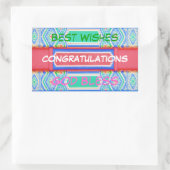 おめでとう – ラッキー中国のパターン 長方形シール (バッグ)