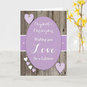 おめでとう ログウッドスタイルのウェディングデー 紫 カード (黄色い花)