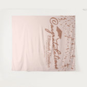 おめでとう ローズゴールド ピンク 卒業 バックドロップ タペストリー (正面(横))