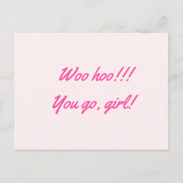 おめでとう "ワーイ！！！ すごいね！" 薔薇色ピンク ポストカード