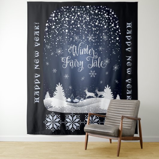 おめでとう!冬のおとぎ話ファンタジー夜 タペストリー (インサイチュ)