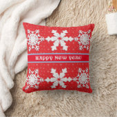 おめでとう!冬の白い雪片RedPattern クッション (ブランケット)