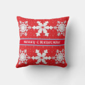 おめでとう!冬の白い雪片RedPattern クッション (裏面)