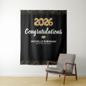 おめでとう 卒業生 2026 ブラック ゴールド パーティー タペストリー (インサイチュ)