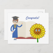 おめでとう　卒業　ひまわり　ポストカード ポストカード (正面/裏面)