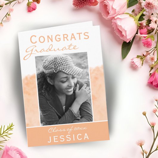 おめでとう 卒業 ウォーターカラー 写真 卒業 カード