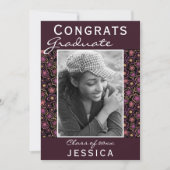 おめでとう 卒業 花柄 フォト 卒業証書 カード (正面)