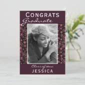 おめでとう 卒業 花柄 フォト 卒業証書 カード (スタンド正面)