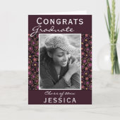 おめでとう 卒業 花柄 フォト 卒業証書 カード (正面)