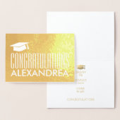 おめでとう 名前 卒業 モダン ゴールド リアル 箔カード (ディスプレー)