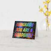 「おめでとう!君は卒業生だ!」 レインボー、花火 カード (黄色い花)
