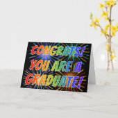 「おめでとう!君は卒業生だ！」 レインボー、花火 カード (黄色い花)