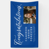 おめでとう、大学院の青い卒業写真 横断幕 (縦)