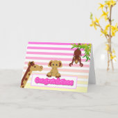 おめでとう，女の子 – カスタマイズ  カード (黄色い花)