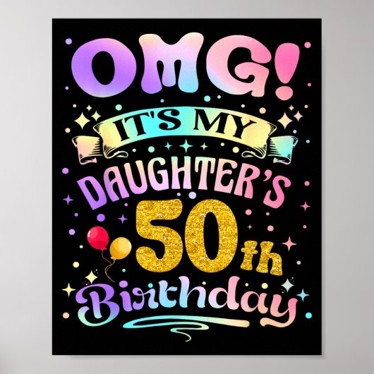 おめでとう!娘の50歳の誕生日 50年お幸せに ポスター (正面)