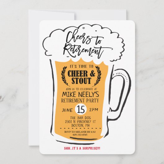 おめでとう!定年退職 ビール 定年退職のお誘い 招待状 (正面)