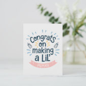 おめでとう！小さな人間の面白い妊娠 ポストカード (スタンド正面)