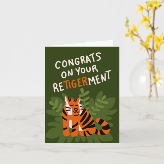 おめでとう、引退お疲れ様でした（タイガー） カード (黄色い花)