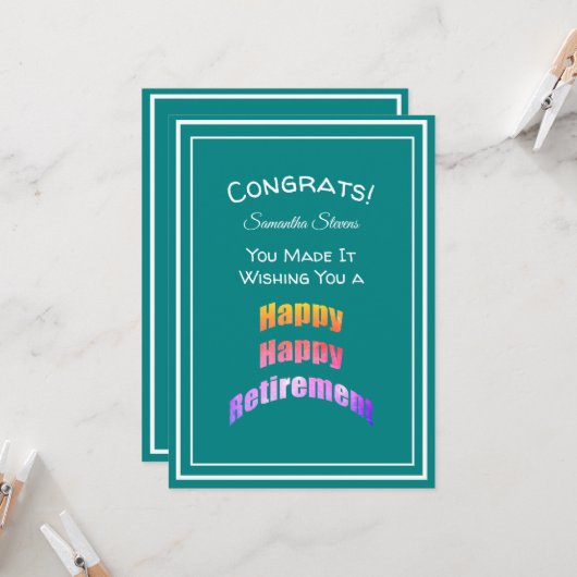 おめでとう!引退お祝いカード あなたはやり遂げた! 名前:テアル カード (正面/裏面インサイチュ)