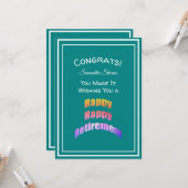 おめでとう！引退お祝いカード あなたはやり遂げた！ 名前 ティール カード (正面/裏面インサイチュ)