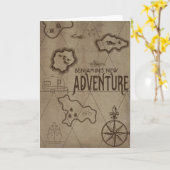 おめでとう！引退後の新しい冒険の地図 カード (黄色い花)