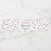 おめでとう！引退 ピンク シルバー コンフェッティ ペットボトルラベル (シングルラベル)