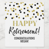 おめでとう！引退 ブラック ゴールド コンフェッティ ワインラベル (シングルラベル)