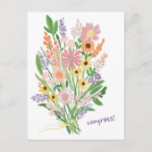 おめでとう!手描きのカラフルなワイルドフラワーのゴッホ風イラスト ポストカード (正面)