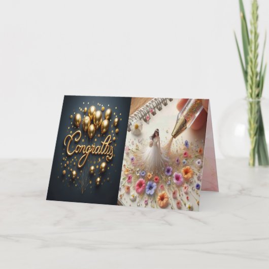 おめでとう 折りたたみ 招待カード 招待状 (正面)