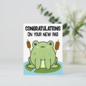 おめでとう、新しいお家のカエルパッド ポストカード (スタンド正面)