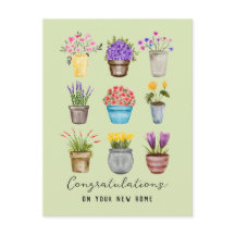 おめでとう 新しいお家 かわいい鉢植えの花の植物