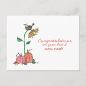 おめでとう、新しい巣へ | 秋の家の不動産仲介 ポストカード (正面)