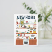 おめでとう！新居引越 キュートなキッチン ポストカード (スタンド正面)