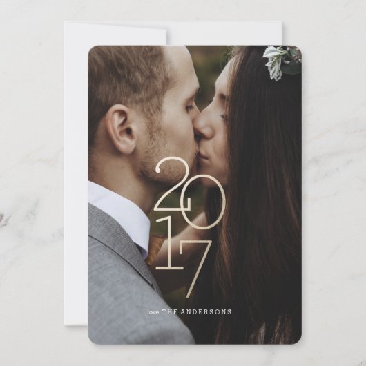 おめでとう! | 新年の金ゴールドホリデーフォトカード シーズンカード (正面)