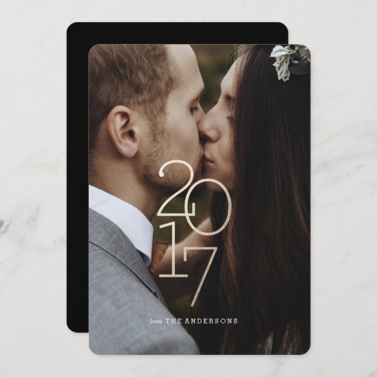 おめでとう! | 新年の金ゴールドホリデーフォトカード シーズンカード (正面/裏面)