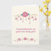 おめでとう – 新生児 カード (黄色い花)