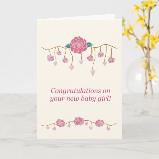 おめでとう – 新生児 カード (黄色い花)