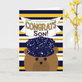 おめでとう-海軍現役の任務-息子 カード (黄色い花)