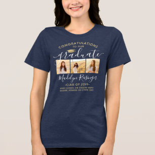 おめでとう 現代3期 写真 卒業 トライブレンドTシャツ