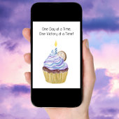 おめでとう!禁酒〇周年ケーキと時計 カード