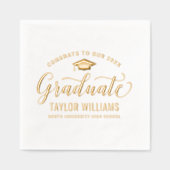 おめでとう 私たちの卒業生 エレガントスクリプト 箔ナプキン (正面)