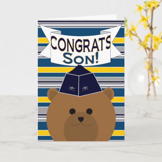 おめでとう-空軍-息子 カード (黄色い花)