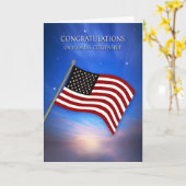 おめでとう、米国市民権、アメリカ国旗 カード (黄色い花)