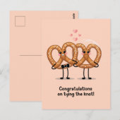 おめでとう　結婚のプレッツェル面白い ポストカード (正面/裏面)